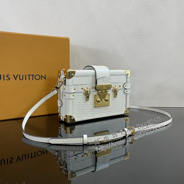 Lv路易威登2023專櫃新款Petite Malle手袋 LV蜥蜴皮革小硬箱斜挎男包 N81521 ydh5242